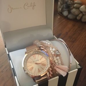 ✨Jessica Carlyle Watch with stacked bracelets